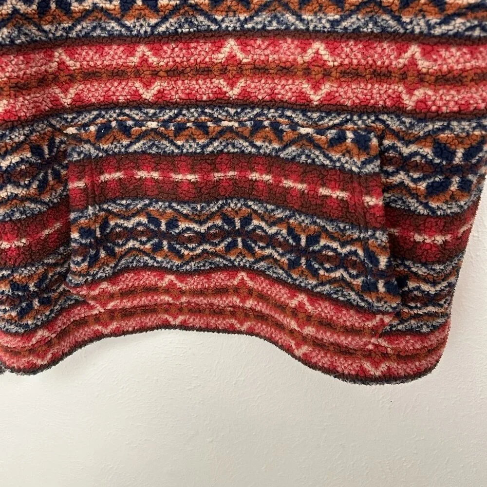 American Eagle Sweater Womens S Red Aztec Plush Sherpa Fleece‎ 1/4 Zip Pullover